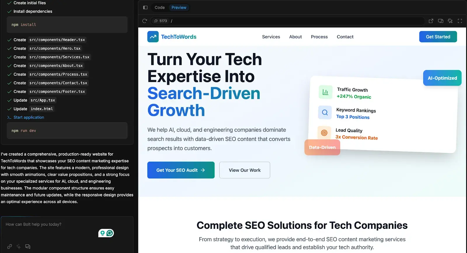 bolt ai web builder, ai for website development