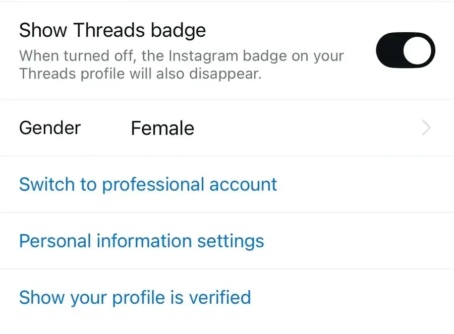 a screenshot of the edit profile section of an instagram account