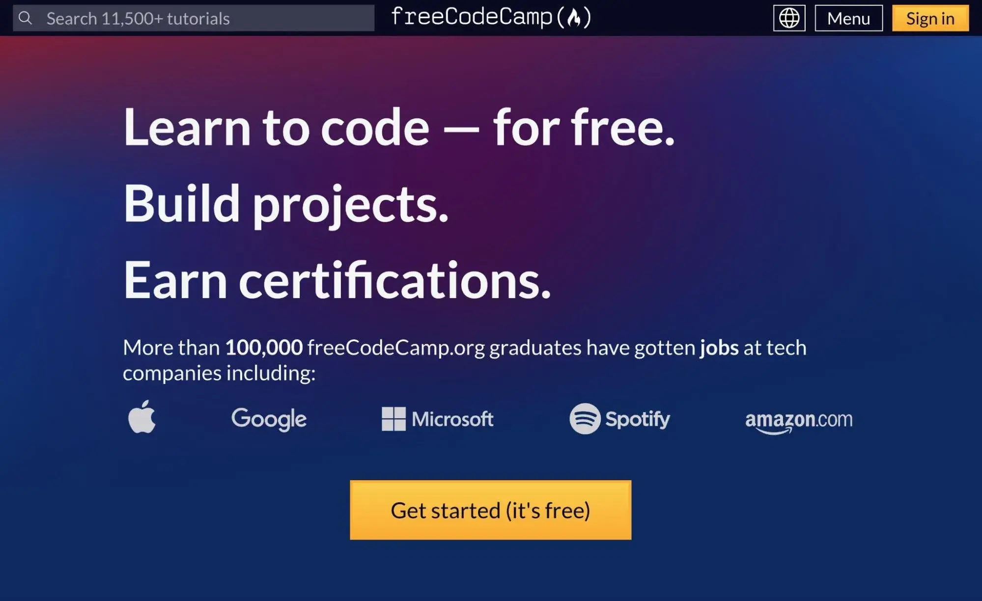 freecodecamp is a great resource for free web development tutorials