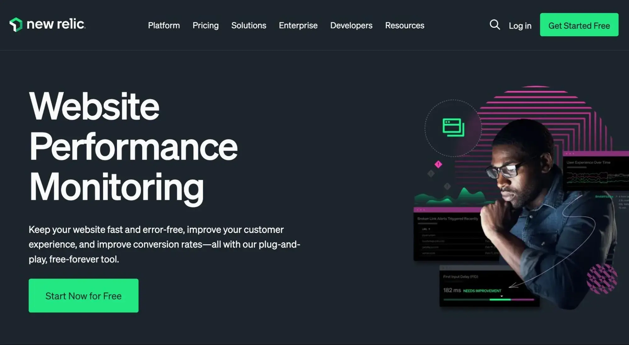 how to measure site speed correctly: the new relic website performance monitoring page.