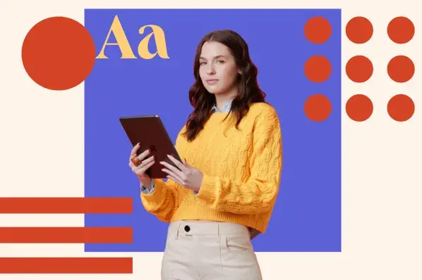 woman chooses typography for a site