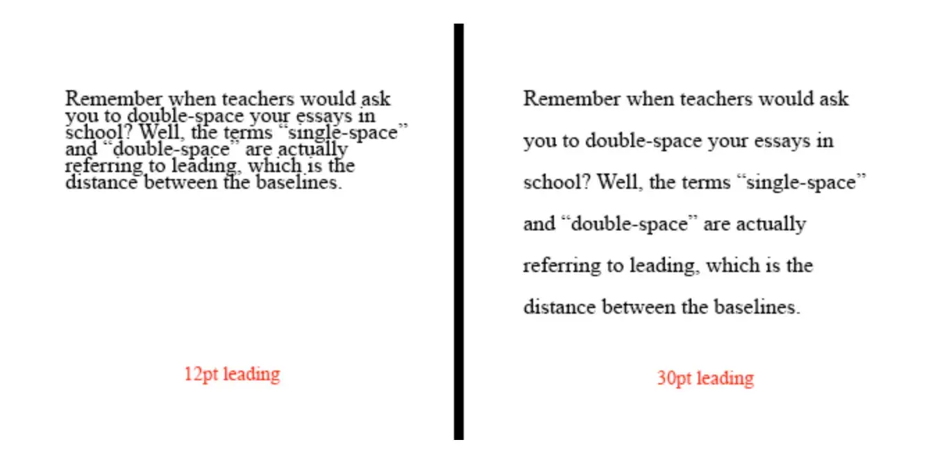 website typography: leading font example